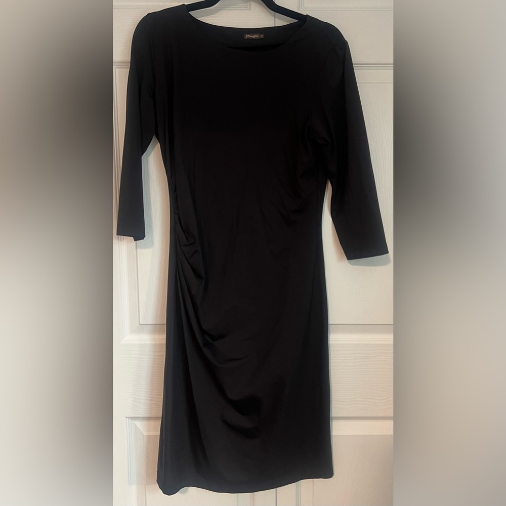 J. McLaughlin Black Sage Catalina Cloth Ruched Side Sheath Dress